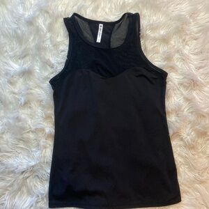Fabletics Black See Through Mesh and Nylon Athletic Tank Top